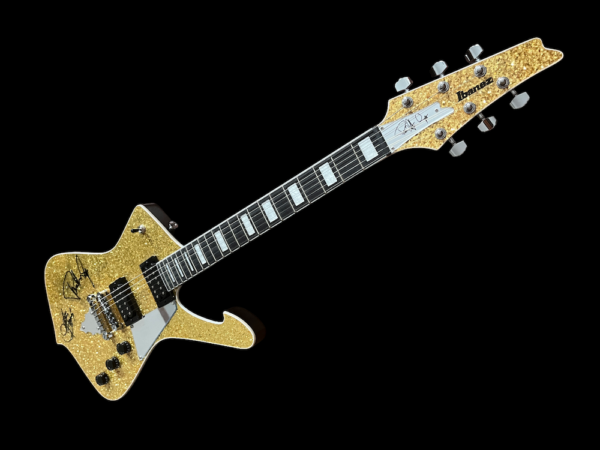 KISS PAUL STANLEY IBANEZ LTD. GOLD SPARKLE GUITAR SIGNED - Image 2