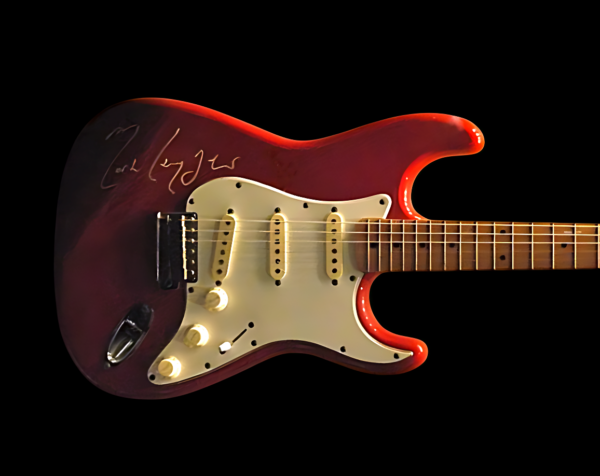 MARK KNOPFLER RED FENDER STRATOCASTER GUITAR SIGNED, IAS CERTIFIED - Image 2