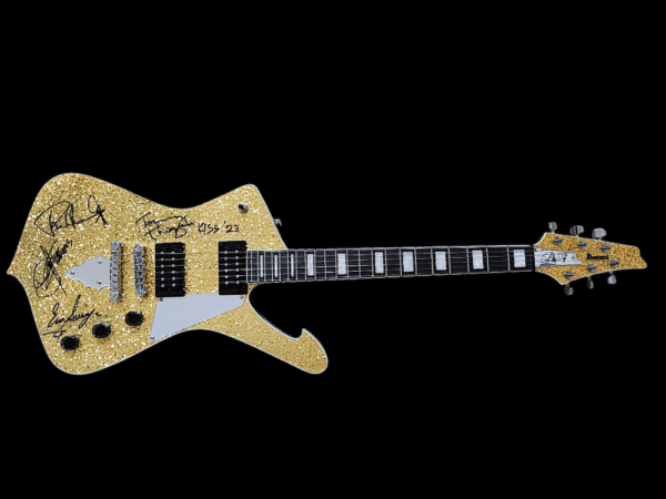 KISS PAUL STANLEY IBANEZ LTD. GOLD GLITTER SPARKLE GUITAR SIGNED - Image 2