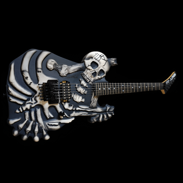Dokken George Lynch ESP Skull N' Bones J. Frog Guitar Signed - Image 2