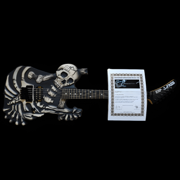 Dokken George Lynch ESP Skull N' Bones J. Frog Guitar Signed - Image 5