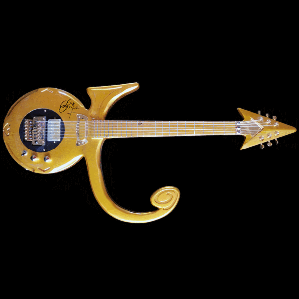 PRINCE GOLD LOVE SYMBOL DIAMOND SERIES GUITAR SIGNED
