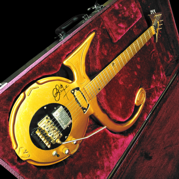 PRINCE GOLD LOVE SYMBOL DIAMOND SERIES GUITAR SIGNED - Image 2