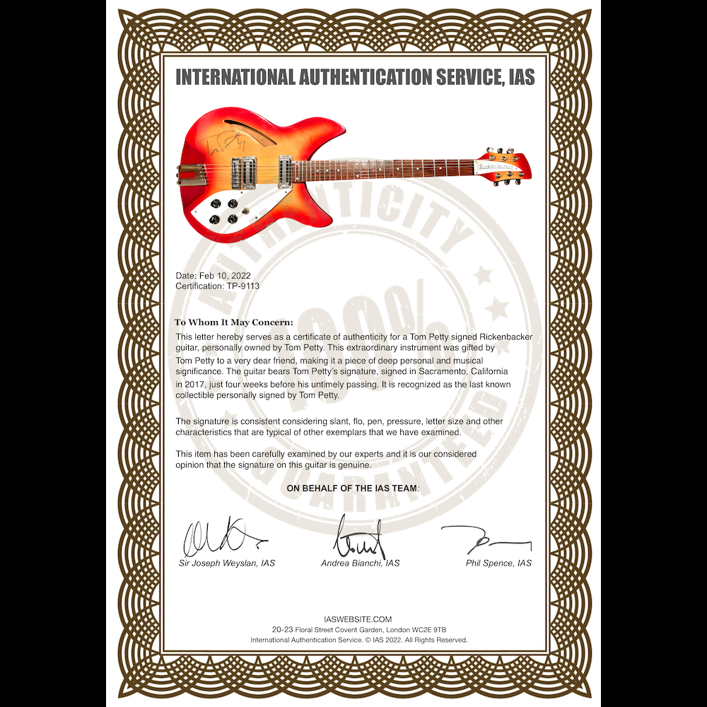 ORIGINAL TOM PETTY SUNRISE RICKENBACKER GUITAR SIGNED - Image 6